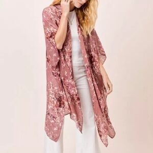 Lovestitch floral mauve waterfall kimono